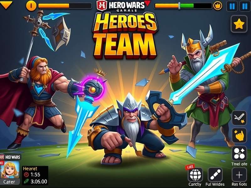 Hero Wars Arena battle interface showing team composition and abilities