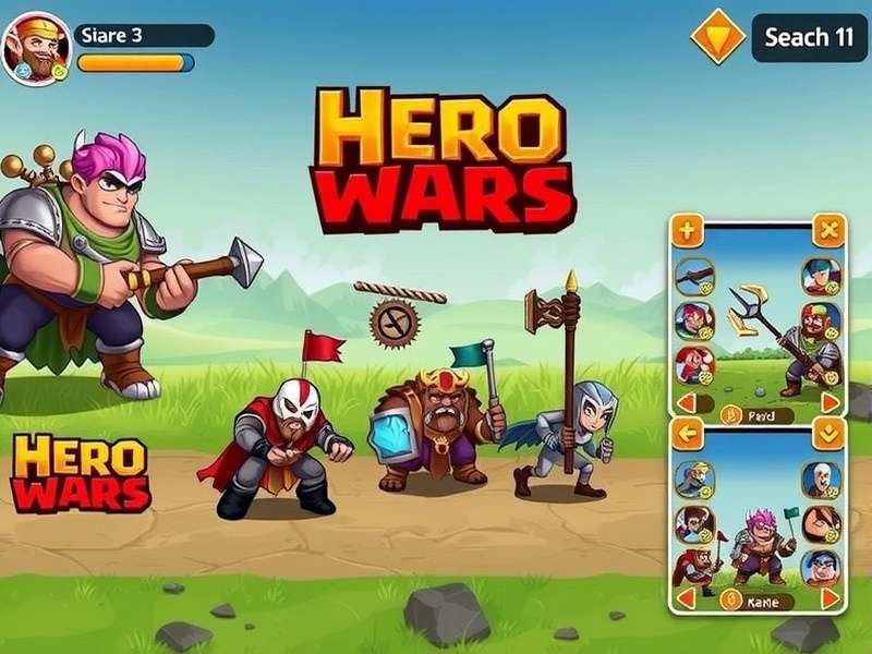 Hero Wars online gameplay screenshot showing epic battle