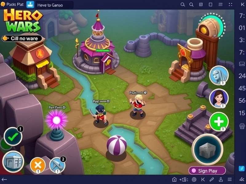 Hero Wars gameplay scene with heroes battling