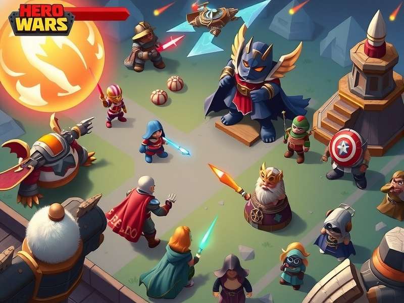 Hero Wars game epic battle screenshot showing heroes and skills