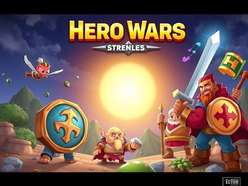 Hero Wars team of five heroes battling a dragon