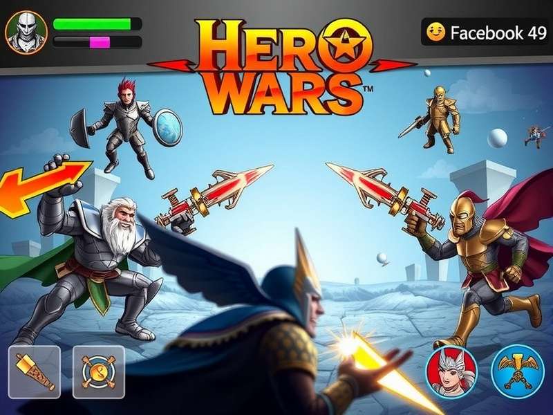 Hero Wars Facebook interface showing gameplay and social features