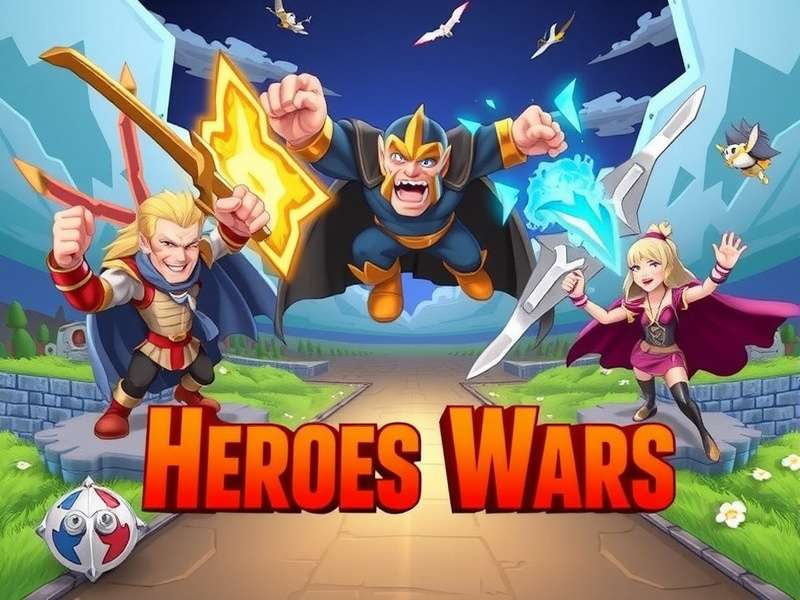 Hero Wars epic battle scene showing multiple heroes and titans clashing
