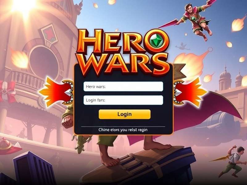 Hero Wars Login Screen and Game Interface on Mobile and Desktop