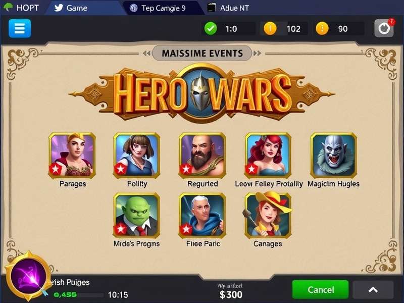 Hero Wars chronological event timeline showing all major game updates and seasonal campaigns