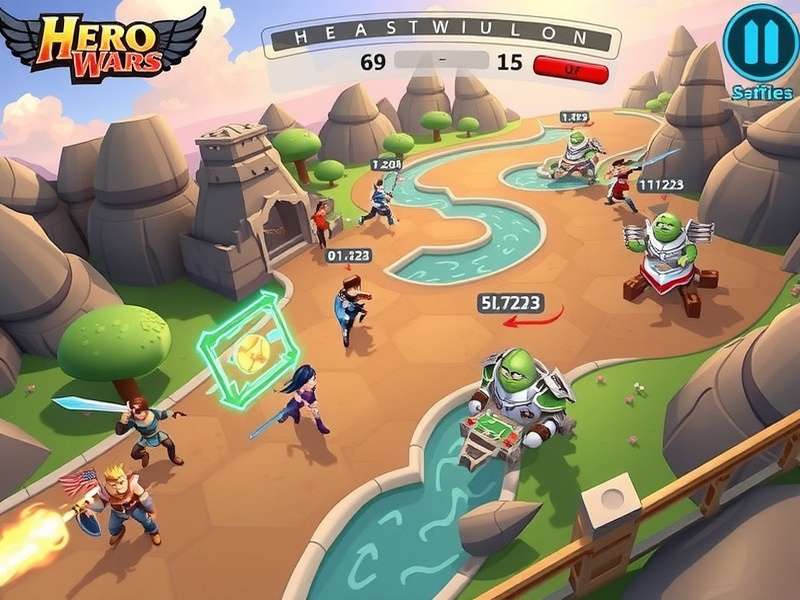 Hero Wars Dominion Era – epic battle scene with heroes and mythical creatures